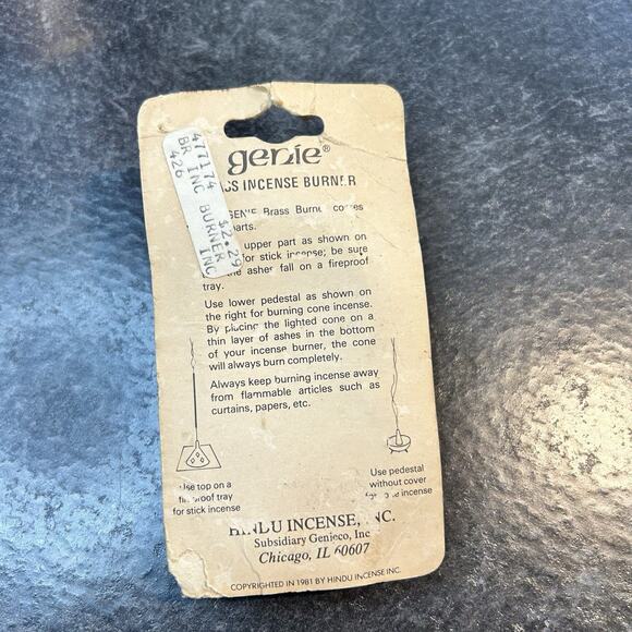 Set of 2 Vintage 1981 Hindu Incense Genie Brass Incense Burners - Picture 5 of 9